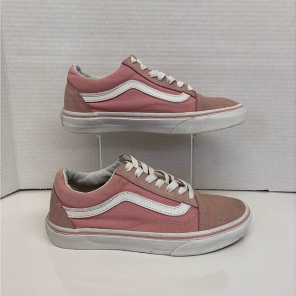 Shoes - Vans Old Skool Pink and White LowTop Suede Sneakers